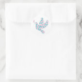 Roze en Blauwgroen DOVE Ronde Sticker (Tas)