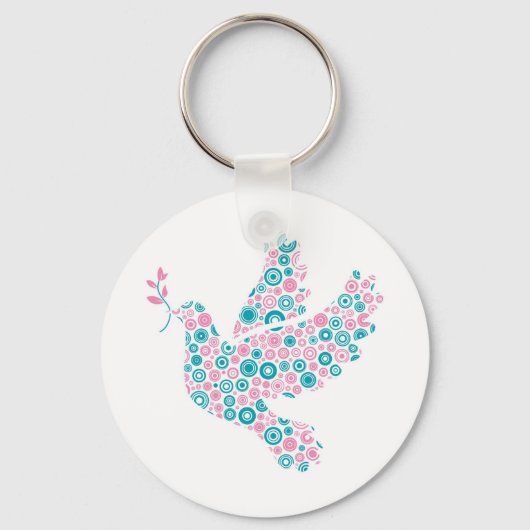 Roze en Blauwgroen DOVE Sleutelhanger (Voorkant)