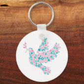 Roze en Blauwgroen DOVE Sleutelhanger (Voorkant)