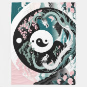 Roze en Blauwgroen Draken Aziatisch Landschap yin  Fleece Deken (Voorkant)