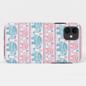Roze en Blauwgroen etnisch olifantenpatroon Case-Mate iPhone Case (Achterkant (horizontaal))