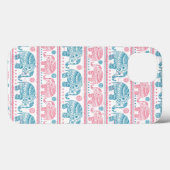 Roze en Blauwgroen etnisch olifantenpatroon Case-Mate iPhone Case (Achterkant (horizontaal))