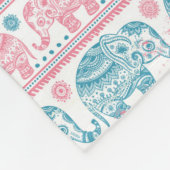 Roze en Blauwgroen etnisch olifantenpatroon Fleece Deken (Hoek)