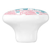 Roze en Blauwgroen etnisch olifantenpatroon Keramische Knop (Zijkant)