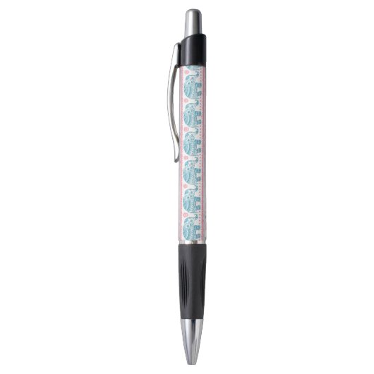 Roze en Blauwgroen etnisch olifantenpatroon Pen (Top (Verticaal))