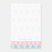 Roze en Blauwgroen etnisch olifantenpatroon Post-it® Notes (Voorkant)