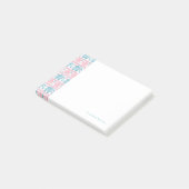 Roze en Blauwgroen etnisch olifantenpatroon Post-it® Notes (Schuin)