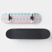 Roze en Blauwgroen etnisch olifantenpatroon Skateboard (Horizontaal)