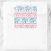 Roze en Blauwgroen etnisch olifantenpatroon Vierkante Sticker (Tas)