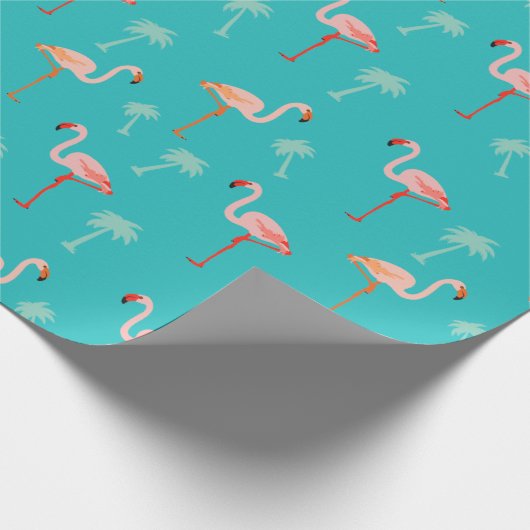 Roze en Blauwgroen Flamingo patroon omslagpapier Cadeaupapier (Hoek)