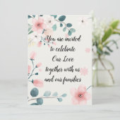 Roze en Blauwgroen Floral Kaart (Staand voorkant)