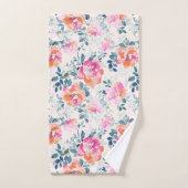 Roze en Blauwgroen Floral Patroon Bad Handdoek (Handdoek)