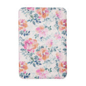 Roze en Blauwgroen Floral Patroon Badmat (Voorkant Verticaal)