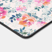 Roze en Blauwgroen Floral Patroon Bureaumat (Hoek)