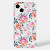 Roze en Blauwgroen Floral Patroon Case-Mate iPhone Case (Achterkant)