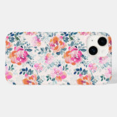 Roze en Blauwgroen Floral Patroon Case-Mate iPhone Case (Achterkant (horizontaal))