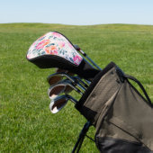 Roze en Blauwgroen Floral Patroon Golfheadcover (Insitu)