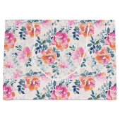 Roze en Blauwgroen Floral Patroon Groot Cadeauzakje (Voorkant)