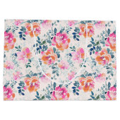 Roze en Blauwgroen Floral Patroon Groot Cadeauzakje (Achterkant)