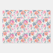 Roze en Blauwgroen Floral Patroon Inpakpapier Vel (Voorkant 3)