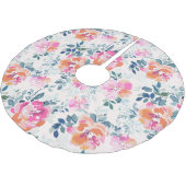 Roze en Blauwgroen Floral Patroon Kerstboom Rok (Gekanteld)