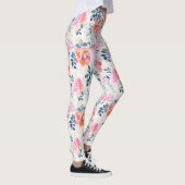 Roze en Blauwgroen Floral Patroon Leggings (Rechts)