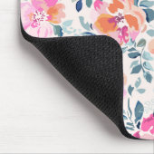 Roze en Blauwgroen Floral Patroon Muismat (Hoek)
