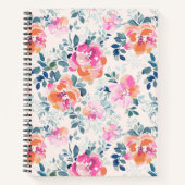 Roze en Blauwgroen Floral Patroon Notitieboek (Voorkant)