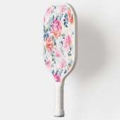 Roze en Blauwgroen Floral Patroon Pickleball Paddle (Links)
