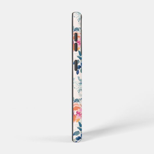 Roze en Blauwgroen Floral Patroon Samsung Galaxy Hoesje (Rechterkant)