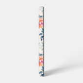 Roze en Blauwgroen Floral Patroon Samsung Galaxy Hoesje (Linkerkant)