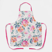 Roze en Blauwgroen Floral Patroon Schort (Voorkant)