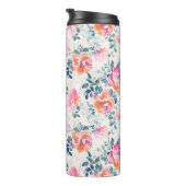 Roze en Blauwgroen Floral Patroon Thermosbeker (Geroteerd rechts)