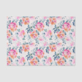 Roze en Blauwgroen Floral Patroon Tissuepapier (Voorkant)