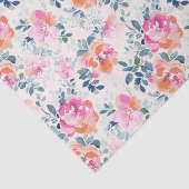 Roze en Blauwgroen Floral Patroon Tissuepapier (Detail)