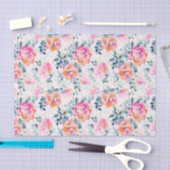 Roze en Blauwgroen Floral Patroon Tissuepapier (Craft)