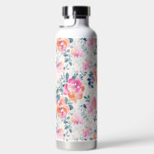 Roze en Blauwgroen Floral Patroon Waterfles (Rechts)