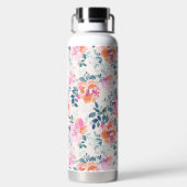 Roze en Blauwgroen Floral Patroon Waterfles (Achterkant)