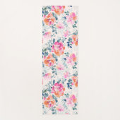 Roze en Blauwgroen Floral Patroon Yogamat (Voorkant)