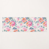 Roze en Blauwgroen Floral Patroon Yogamat (Voorkant (horizontaal))