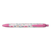 Roze en Blauwgroen Floral Patroon Zwarte Inkt Pen (Achterkant)