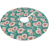 roze en Blauwgroen Floral Patroonontwerp Kerstboom Rok (Gekanteld)
