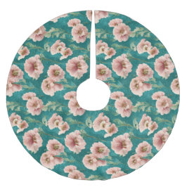  roze en Blauwgroen Floral Patroonontwerp Kerstboom Rok