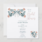 Roze en Blauwgroen Folk Art Floral Kaart (Voorkant)