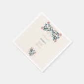 Roze en Blauwgroen Folk Art Floral Servet (Hoek)