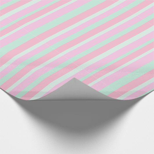 Roze en Blauwgroen gestripte Gift Wrap Cadeaupapier (Hoek)