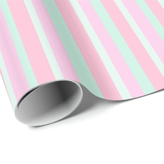 Roze en Blauwgroen gestripte Gift Wrap Cadeaupapier (Rol Hoek)