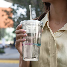 Roze en Blauwgroen getextureerd Monogram Bridesmai Acryl Drinkbeker