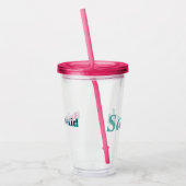 Roze en Blauwgroen getextureerd Monogram Bridesmai Acryl Drinkbeker (Links)