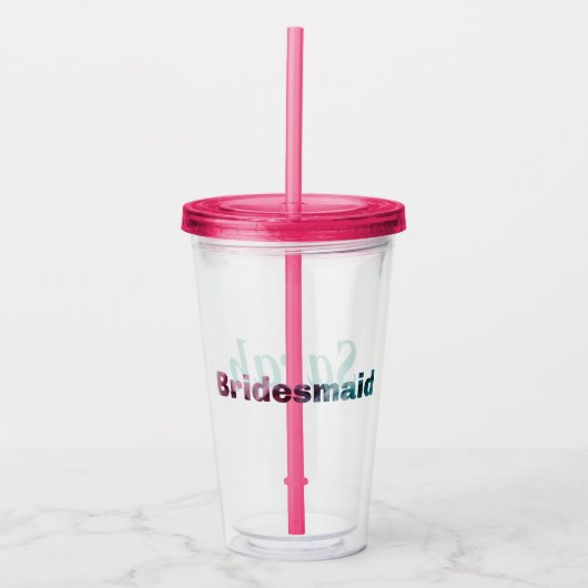 Roze en Blauwgroen getextureerd Monogram Bridesmai Acryl Drinkbeker (Voorkant)